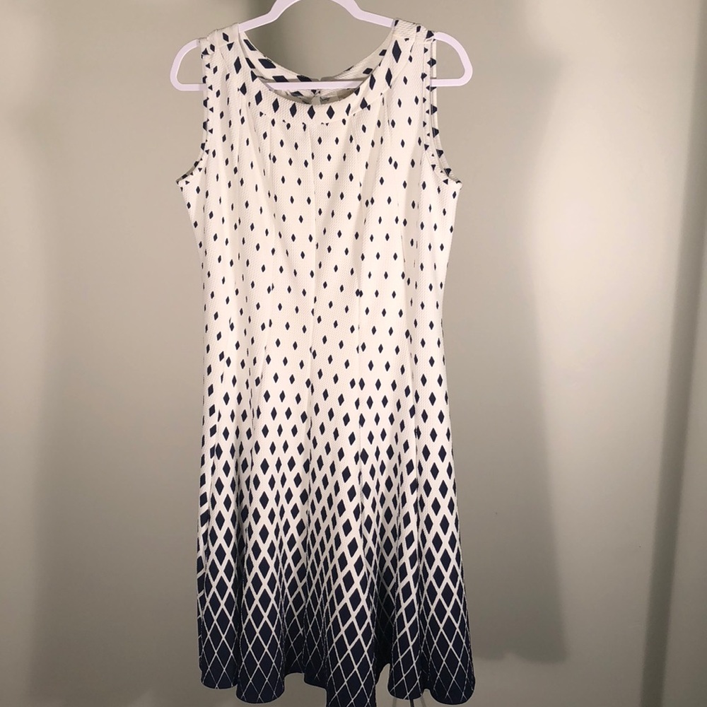 White and navy blue dress!!